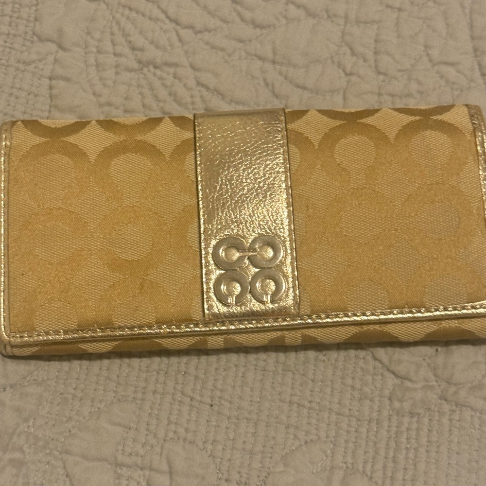 Coach Metallic Gold and Tan Wallet